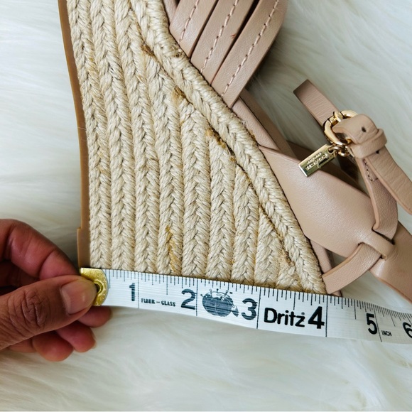 COACH Beige Dottie Open Toe Ankle Strap Wedge Espadrille Sandals Size 6 - Picture 16 of 16